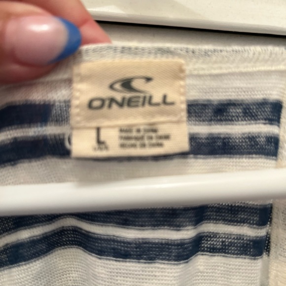 Teal and White Linen Blend Summer Top! - Picture 2 of 3